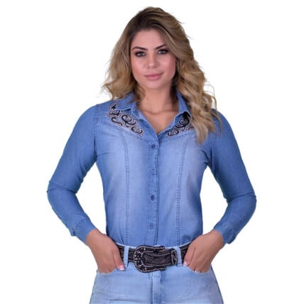 Camisete Radade Jeans Deleve Manga Longa Bordada - 1680