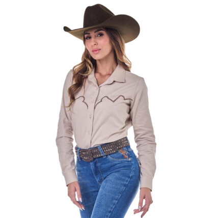 Camisete Radade Manga Longa Bordada CLOUD cor Caqui - 2117