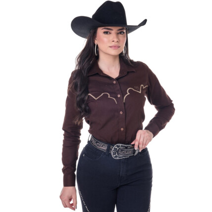 Camisete Radade Manga Longa Bordada CLOUD cor Marrom - 2120