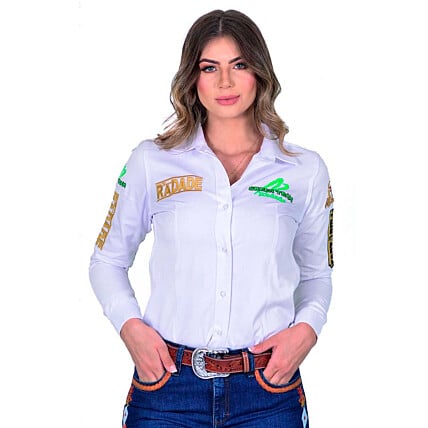 Camisete Radade Manga Longa Bordada Green Team Branca - 1369