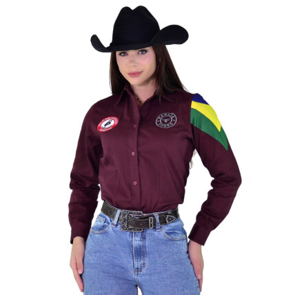 Camisete Radade Manga Longa Bordada NEW BR Vinho - 1880