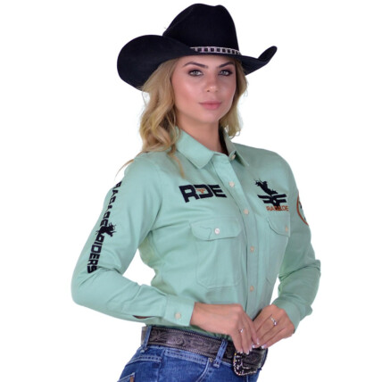 Camisete Radade Manga Longa Bordada Riders Verde Claro - 1734