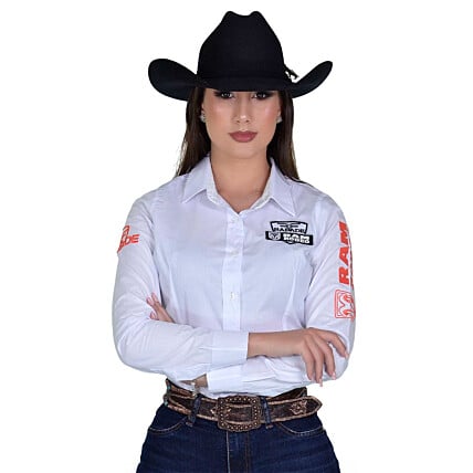 Camisete RAM Rodeo Radade Manga Longa Bordada Branca - 1493