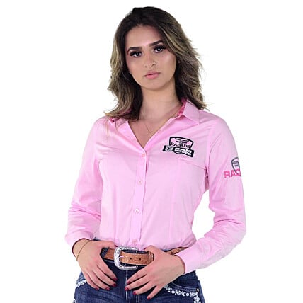 Camisete RAM Rodeo Radade Manga Longa Bordada Rosa - 1244