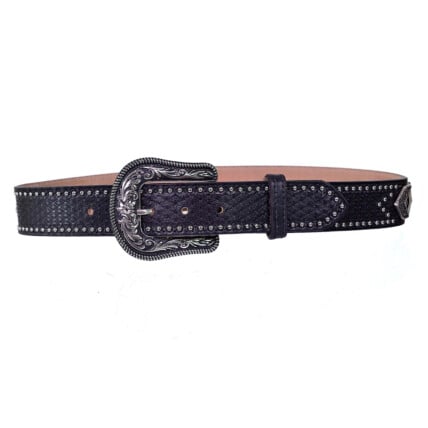 Cinto Paul Western em Couro e Metal cor Preto - pw469
