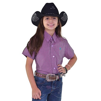 Camisa Radade Unissex Infantil Manga Curta Xadrez cor Vinho - 1982