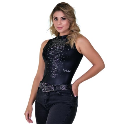 Body Radade Regata cor Preto com Strass Prata - 1667