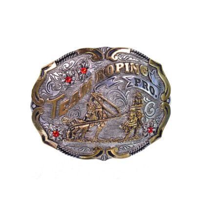 Fivela em Ouro e Prata Master Team Roping (11,5cm x 9cm)- 524