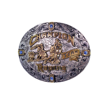 Fivela em Ouro e Prata Master Team Roping (11cm x 8,5cm)- 525