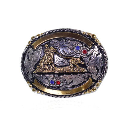 Fivela em Ouro e Prata Master Team Roping (11cm x 8,5cm)- 642
