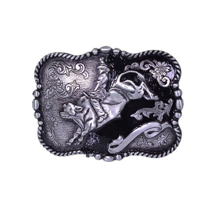 Fivela Master em Prata Envelhecida Bull Rider (14,5cm x 11cm)- 7075