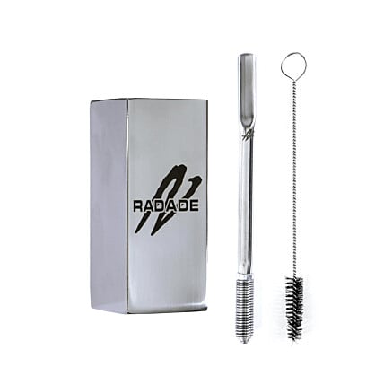 Kit Completo Terere - Copo Aço Inox Quadrado + Haste Limpeza - M01