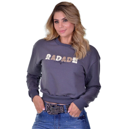 Moletom Feminino Cropped Radade RDE cor Cinza - 1663