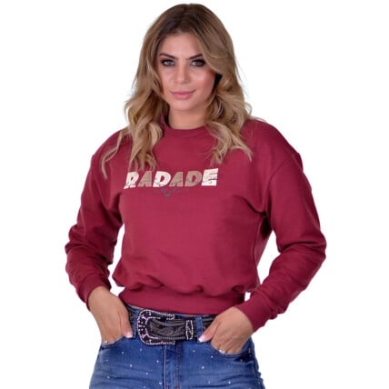 Moletom Feminino Cropped Radade RDE cor Vinho - 1660