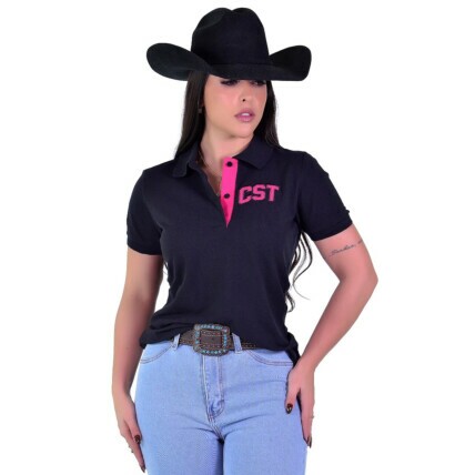 Polo Feminina Cowboy St  Lisa Classic Preto - 1670