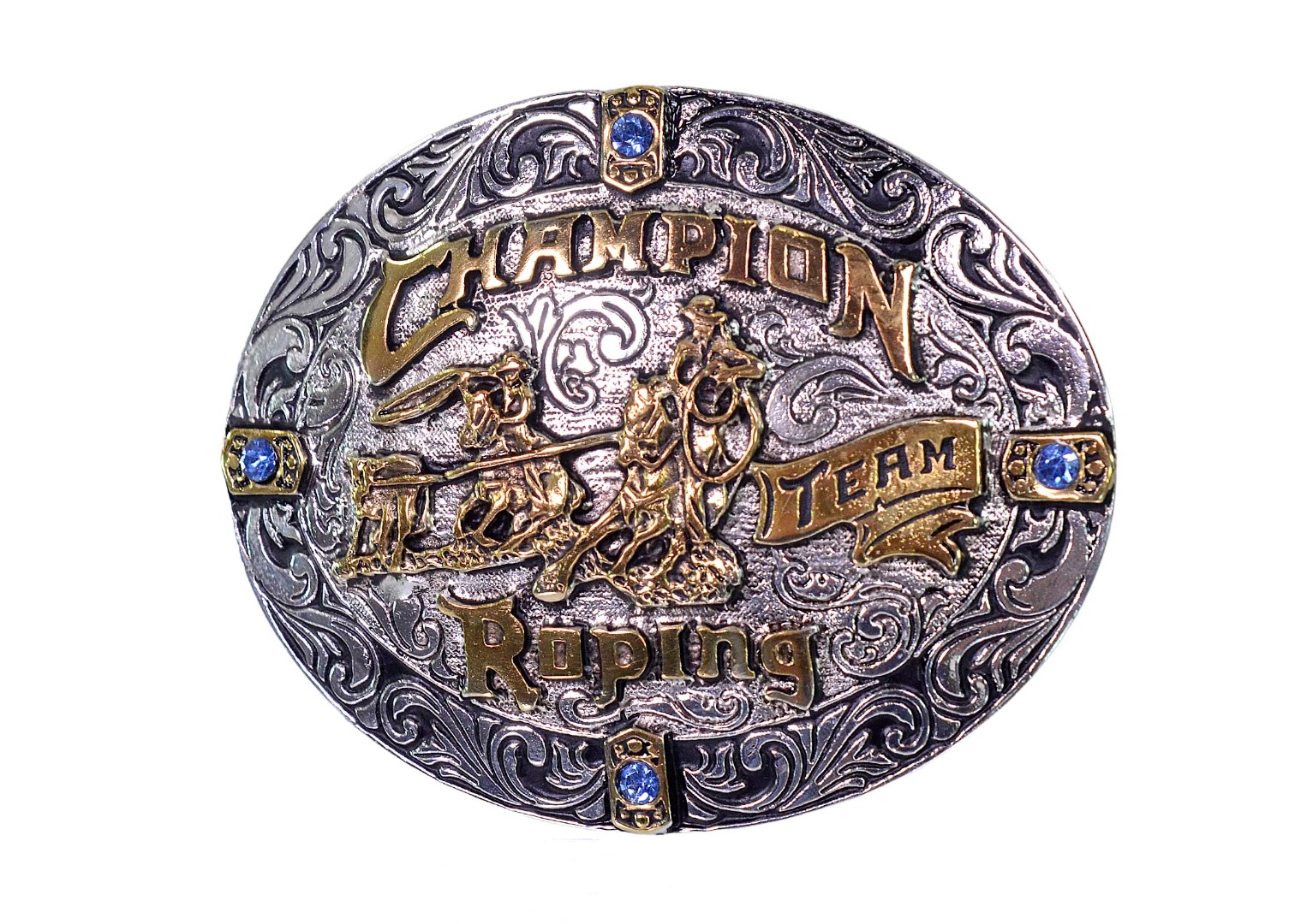 Fivela em Ouro e Prata Master Team Roping (11cm x 8,5cm)- 525