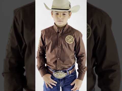 Camisa RDE LIGHT Unissex Infantil Manga Longa Bordada cor Marrom - 1865