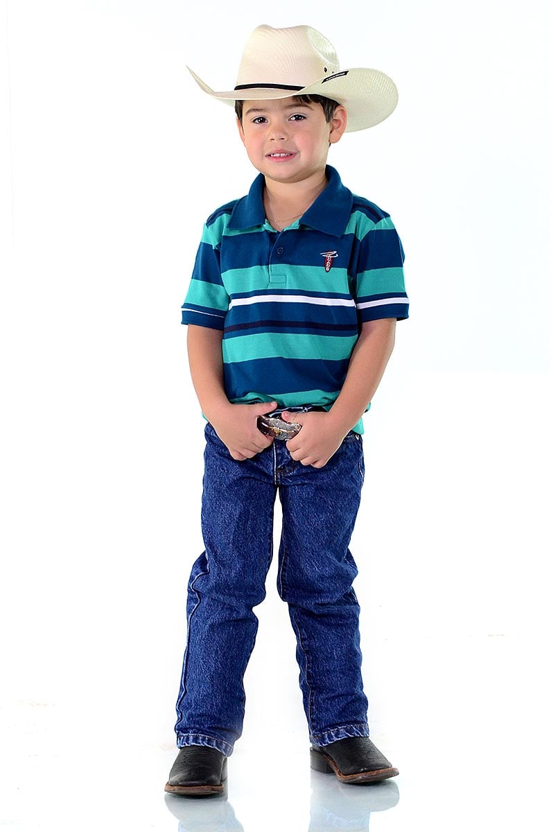 Pólo Infantil Radade Listra Azul e Verde - 1259