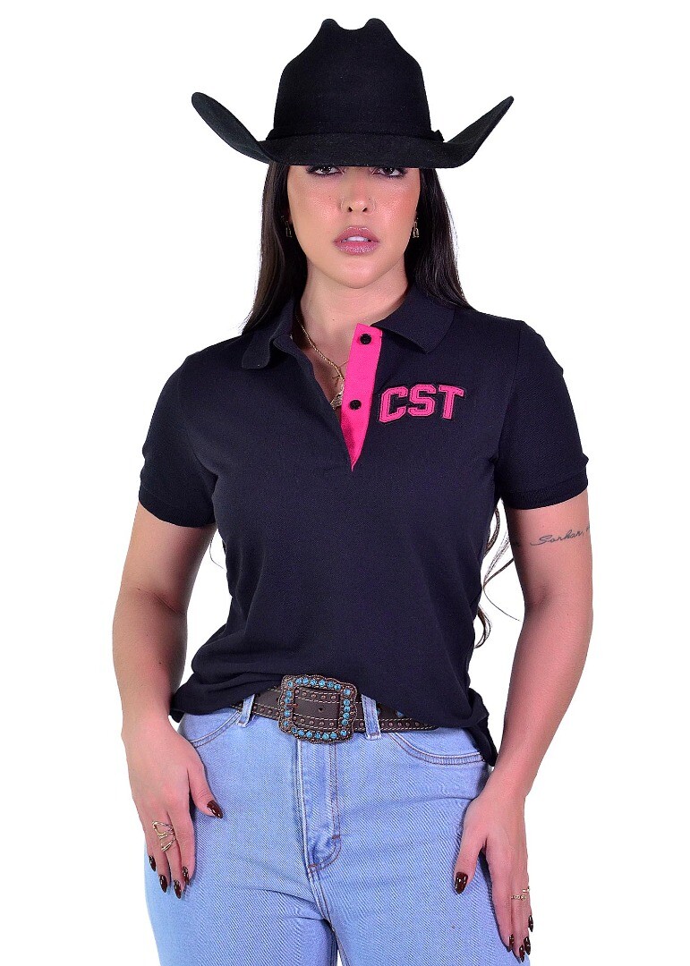 Polo Feminina Cowboy St  Lisa Classic Preto - 1670