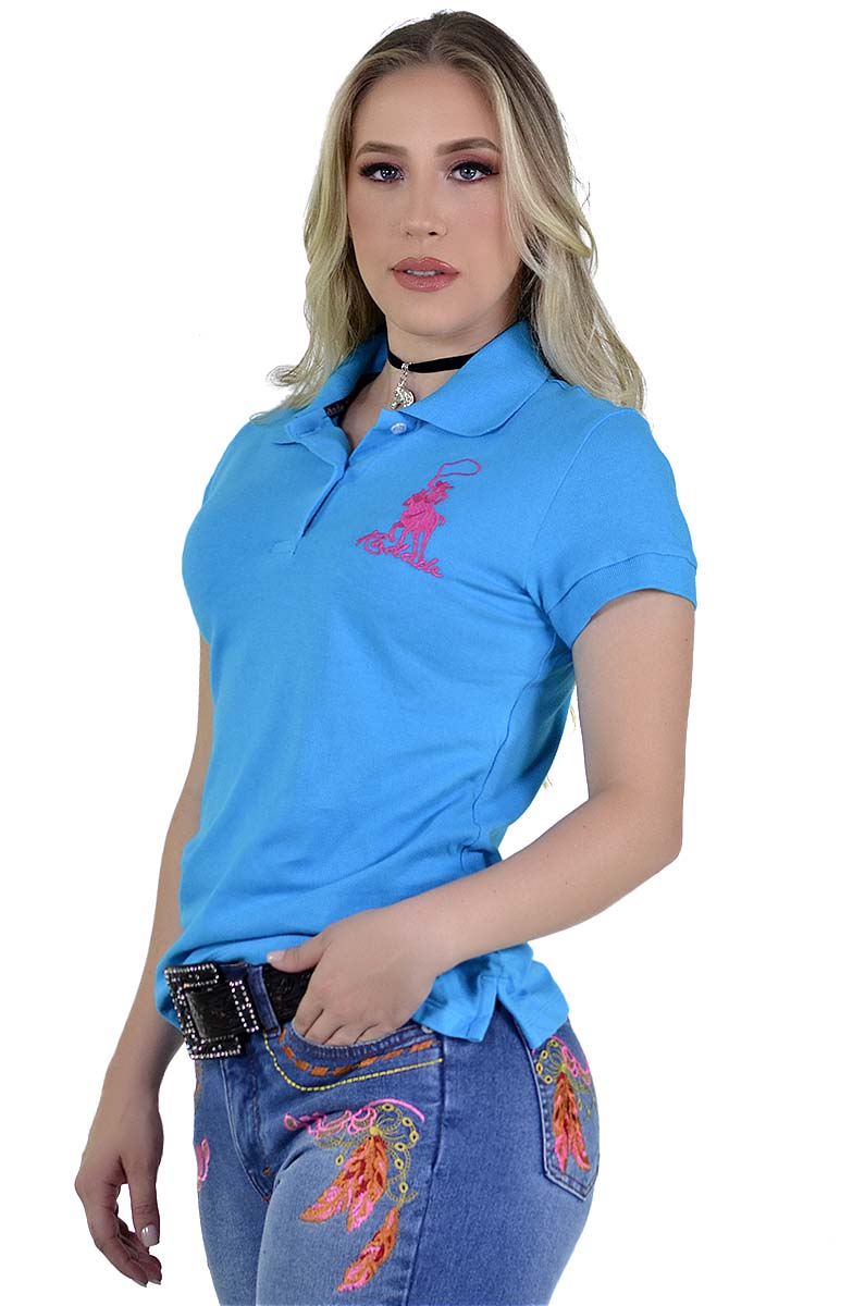 Polo Feminina Radade Lisa Classic Azul Ciano - 1483