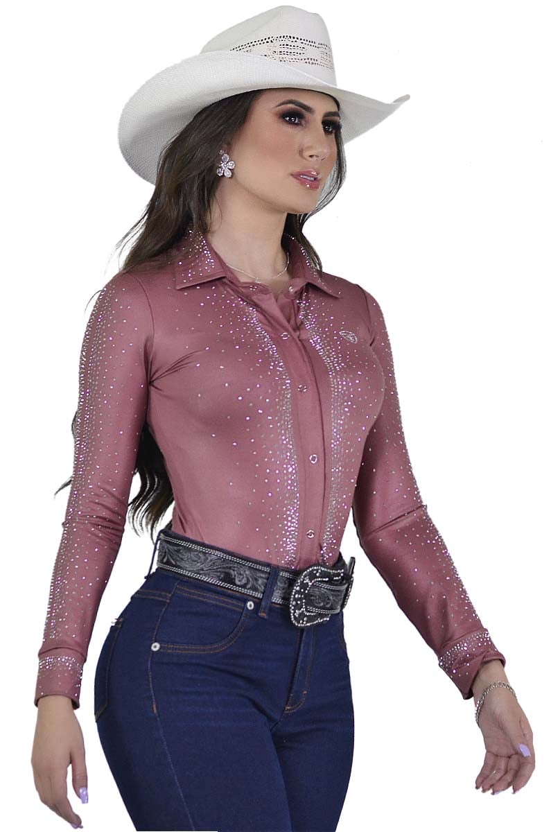 Body Radade Manga Longa Shinny tons de Marron - 1604