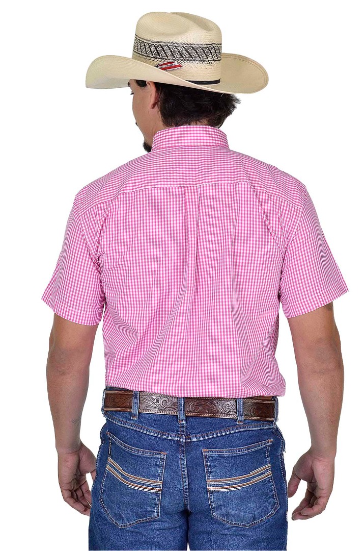 Camisa Radade Manga Curta Xadrez Fifty Vinho e Branco - 1625