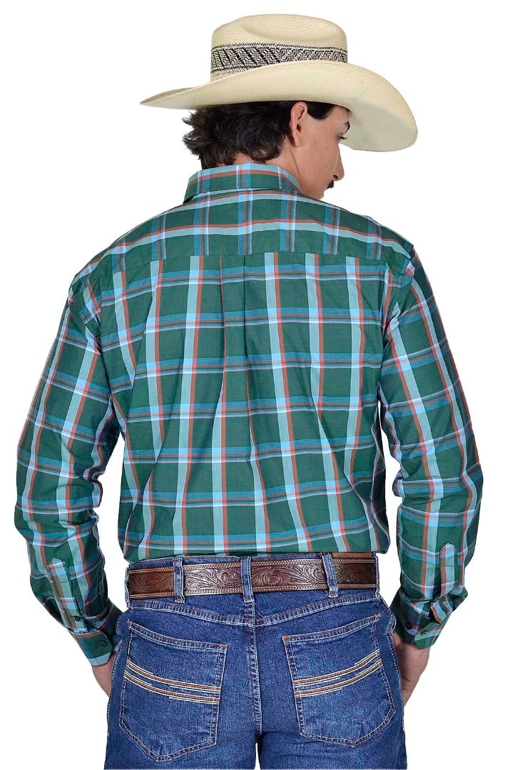 Camisa Radade Manga Longa Xadrez Bordada cor Verde e Azul - 1614