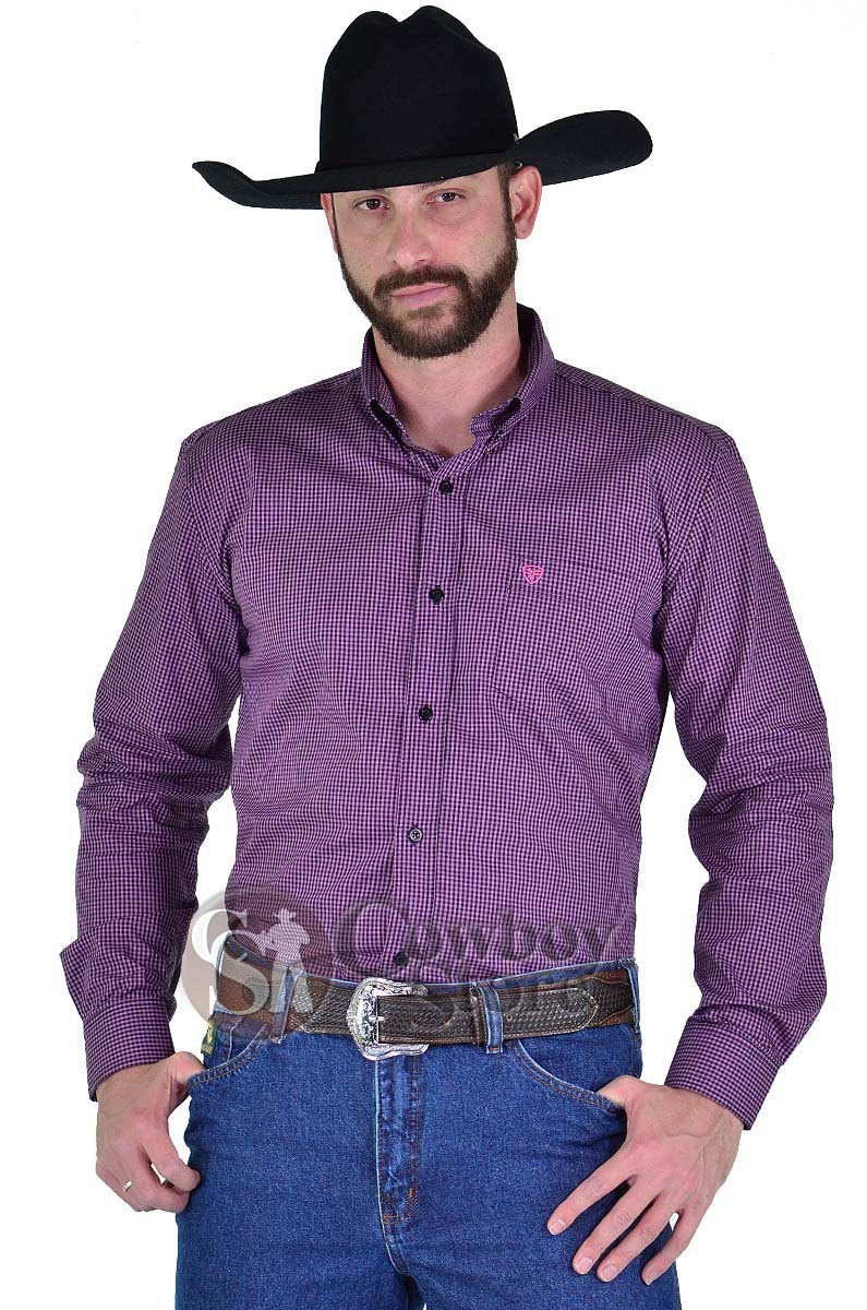 Camisa Radade Manga Longa Xadrez Fifty Vinho  - 1428