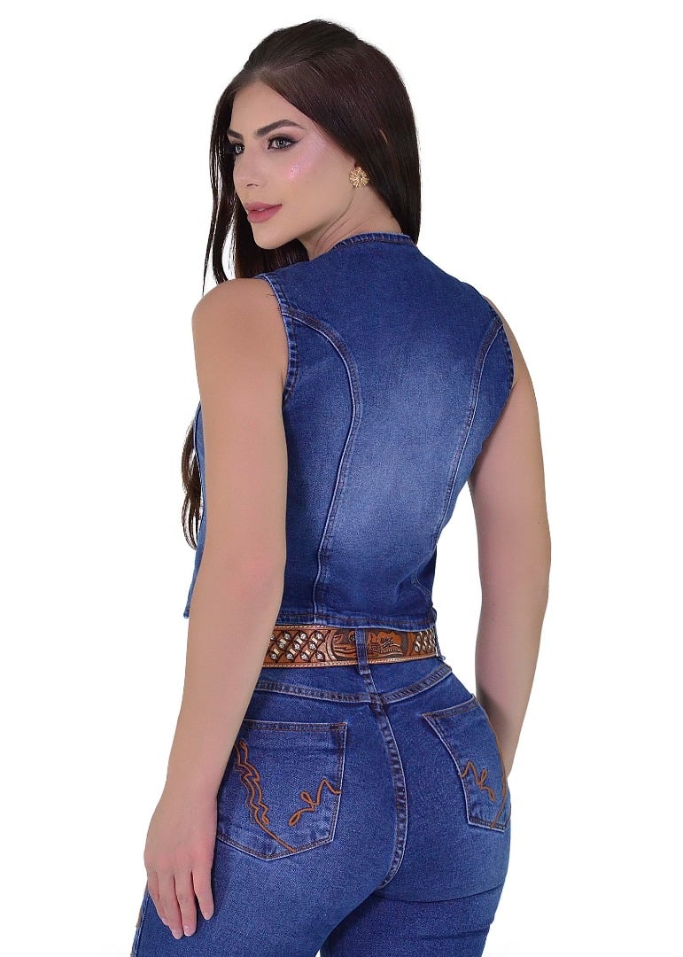 Colete Jeans Bordado Ocher - 1835